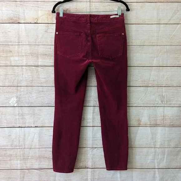 Pilcro & The Letterpress Size 27 High Rise Skinny Ankle Corduroy Pants Maroon - Picture 8 of 11